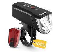 DANSI LED Light Set - Iluminación para bicicletas homologada por la StVZO con 60, 30 y 15 lux | LED para bicicletas delantera y trasera | Ajuste automático de la iluminación y montaje sin herramientas