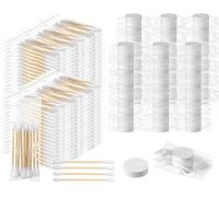 Dansib 1000 hisopos de algodón de viaje empaquetados individualmente, hisopos de algodón de doble cabeza y 200 toallas comprimidas desechables portátiles mini toallas comprimidas adecuadas para