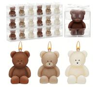 Dansib - 50 velas de oso para baby shower, regalos de fiesta de oso invitado, velas de baby shower, a granel para regalos, decoraciones de fiesta (café claro, café, blanco)