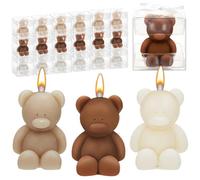 Dansib - 50 velas de oso para baby shower, regalos de fiesta de oso invitado, velas de baby shower, a granel para regalos, decoraciones de fiesta (café claro, café, blanco)