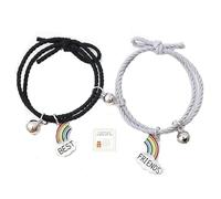 DANSOAN Juego de 2 pulseras magnéticas de dinosaurio a juego para parejas, pulseras de cuerda ajustable para mejor amigo, novio, novia, amante, amigo, amistad, joyería linda, Metal, Sin gemas.