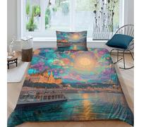 Danube River Juego De Ropa De Cama De 3 Piezas Microfibra Impreso En 3D Funda Nórdica + Funda De Almohada para Niños Y Adultos Single(135x200cm)