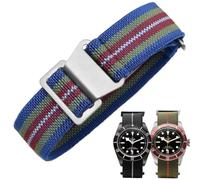 Danxancy French Troops - Correa de reloj de paracaidista, correa de nailon elástica militar con gancho y bucle para hombres y mujeres, hebilla plateada y negra, 18/20/22 mm