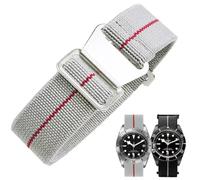 Danxancy French Troops - Correa de reloj de paracaidista, correa de nailon elástica militar con gancho y bucle para hombres y mujeres, hebilla plateada y negra, 18/20/22 mm