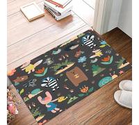 danxceh Alfombra Bañera Antideslizante,Alfombrilla Baño,Alfombra Ducha,Tapete Casa De Baño Absorbente,Animales Dibujados a Mano con Patrones sin Fisuras. Oso, Conejo, Topo,40x60cm