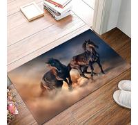 danxceh Alfombra Bañera Antideslizante,Alfombrilla Baño,Alfombra Ducha,Tapete Casa De Baño Absorbente,Decoración de Caballos, Dos sementales Negros corren al Atardecer en el,40x60cm