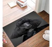 danxceh Alfombra Bañera Antideslizante,Alfombrilla Baño,Alfombra Ducha,Tapete Casa De Baño Absorbente,Hermoso caniche Negro sobre Fondo Gris,40x60cm