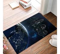 danxceh Alfombra Bañera Antideslizante,Alfombrilla Baño,Alfombra Ducha,Tapete Casa De Baño Absorbente,Representación 3D. Potente estación Espacial con Globo terráqueo ilumin,40x60cm