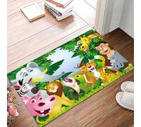 danxceh Alfombra Bañera Antideslizante,Alfombrilla Baño,Alfombra Ducha,Tapete Casa De Baño Absorbente,Ilustración de un Grupo de Animales en la Jungla,40x60cm