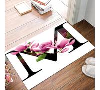 danxceh Alfombra Bañera Antideslizante,Alfombrilla Baño,Alfombra Ducha,Tapete Casa De Baño Absorbente,Letra M, Flores de Magnolia Que expresan dignidad y nobleza Flores en e,40x60cm
