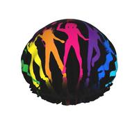 Danza con impresión de música cubierta para el pelo para ducha, gorra de pelo ajustable para mujer, elegante, grande, impermeable