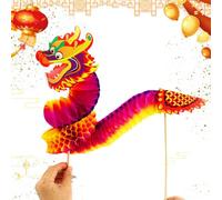 Danza del Dragón de Año Nuevo Chino, Guirnalda de Danza Dragón DIY Año Nuevo 2024, Marioneta Dragón de Papel de Año Nuevo, Juguetes educativos y creativos para la decoración del Hogar