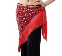 Danza del Vientre Cadera,Borla Bufandas de Caderas 16 colores Belly Dance Ropa Accesorios Larga Tassel Triángulo Cinturones Belly Dance Hip Bufanda de lentejuelas Cinturón de cadera for mujeres(Fuchsi
