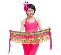 Danza del Vientre Traje De Dança Do Ventre Roupas Cinto Bellydance Cintura Corrente Hip Cachecol Feminino Menina(Pink)