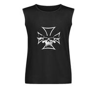 Danzig - Camiseta sin mangas unisex con diseño de calavera de bestia y cruz de hierro y cruz de hierro para hombre, cuello redondo, 100% algodón, Negro, XL