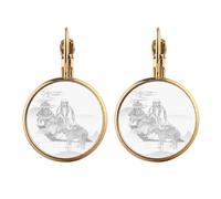 Dao China Cattle Lao Tzu - Pendientes de gota de oro con clip sin perforación