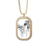 Dao China Lao Tzu - Collar con colgante de diamantes de cristal dorado