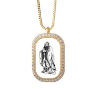 Dao China Lao Tzu - Collar con colgante de diamantes de cristal dorado