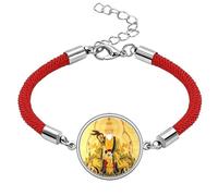 Dao - Pulsera de cuerda roja de la suerte hecha a mano con diseño de Dios chino Art Deco