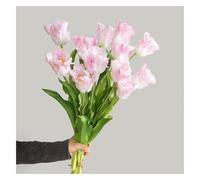 DAO-UPPSE Flor Artificial de tulipán de Loro Falso, tulipán de Seda Individual con Tallo de plástico for decoración del hogar de jarrón, 3 Paquetes(Light Pink)