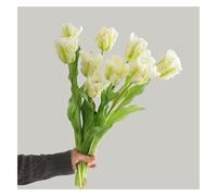 DAO-UPPSE Flor Artificial de tulipán de Loro Falso, tulipán de Seda Individual con Tallo de plástico for decoración del hogar de jarrón, 3 Paquetes(Green)
