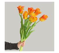 DAO-UPPSE Flor Artificial de tulipán de Loro Falso, tulipán de Seda Individual con Tallo de plástico for decoración del hogar de jarrón, 3 Paquetes(Orange)