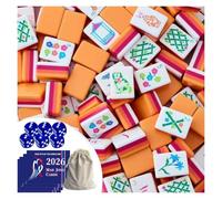 DAO-UPPSE Juego de Mahjong acrílico, 160 fichas, Juego Americano de 4 Capas con Bolsa de Dados y guía de Tablero Duro(Ochre)