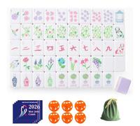 DAO-UPPSE Juego de Mahjong acrílico de 160 fichas, Juego de Viaje Americano con Dados en Bolsa y guía de Tablero Duro(Light Purple)