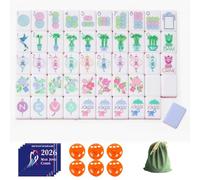 DAO-UPPSE Juego de Mahjong acrílico de 4 Capas: Juego Americano de 160 fichas con Bolsa de Dados y guía de Tablero Duro(Grayish Blue)