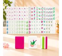 DAO-UPPSE Juego de Mahjong de 4 Capas, 160 fichas, Juego de Viaje Americano con Bolsa de Dados y guía de cartón Duro(Pink)