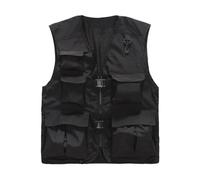 Daoba Chaleco para hombre y mujer con múltiples bolsillos para exteriores, camping, pesca, fotografía, chaleco casual para uso exterior, Negro, M