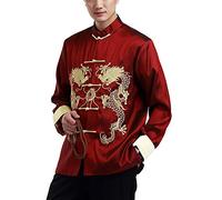 Daoba Hombre Chaqueta Traje Tang Chino Tradicional Manga Larga Artes Marciales Kung Fu Camisa Bordado de dragón Doble