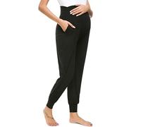 Daoba Pantalones de maternidad holgados para embarazadas, pijamas, pantalones de joggy, pantalones largos, pantalones de yoga para mujer, Negro , XL