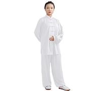 Daoba Uniforme de Tai Chi para mujer, traje chino tradicional de Tai Chi, ropa de artes marciales, ropa de manga larga, ejercicios matutinos, ropa de kung fu, blanco, S