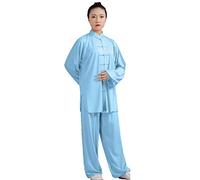 Daoba Uniforme de Tai Chi para mujer, traje chino tradicional de Tai Chi, ropa de artes marciales, ropa de manga larga, ejercicios matutinos, ropa de kung fu, azul, L