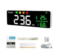 Daoco Instrumento de Medición de Ruido Decibel Digital Sonómetro Medidor de Temperatura Medidor de Humedad Detector 3 en 1 Detector de Pared Interior Gran Pantalla Probador Blanco