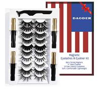 DAODER Pestañas magnéticas con 4 tubos delineadores de ojos, juego de 6 imanes naturales, pestañas dramáticas, mixtas, 10 pares, color negro, 25 piezas