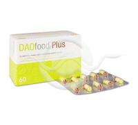 DAOfood Plus- Manejo del Déficit De DAO - Intolerancia a la histamina - Enzima DAO, Quercetina y Vitamina C - 60 Cápsulas Con Comprimidos Gastrorresistentes