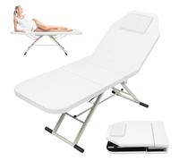 DAOHHFO Camilla de masaje móvil plegable en 3 zonas, 180 × 60 × 60 cm, de SPA Salon Beauty cama de PVC portátil con cojín, mesa de masaje plegable para cosméticos, spa, salón, tatuajes (blanco)