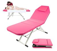 DAOHHFO Camilla de masaje móvil plegable en 3 zonas, 180 × 60 × 60 cm, de SPA Salon Beauty cama de PVC portátil con cojín, mesa de masaje plegable para cosméticos, spa, salón, tatuajes (rosa)