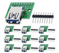 DAOKAI 10 piezas USB tipo A 3.0 hembra a adaptador DIP 2,54 mm 9 pines USB 3.0 tipo A enchufe a DIP convertidor Breakout Board para fuente de alimentación DIY con cabezal de 90 pines