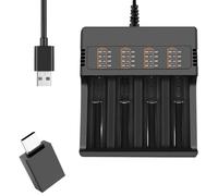 DAOKAI 18650 Cargador de Batería,4 Bay Cargador Universal Inteligente Pantalla LED Compatible 26650 21700 18650 18490 16340 14500 10440 para 3.7V Li-ion Batería Recargable