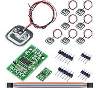 DAOKAI 2 juegos 50KG Célula de carga Cuerpo humano Resistencia de pesaje Tensión de voltaje Sensor de medio puente + HX711 24BIT Sensor de presión de módulo AD de precisión,con cable Dupont