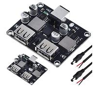 DAOKAI 2 piezas 6-32V 9V 12V 24V a 5V Módulo de carga rápida Dual USB QC3.0 QC2.0 DC-DC Buck Converter Step-Down Cargador rápido Placa de circuito con cable de alimentación de CC