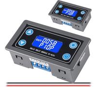 DAOKAI 2 piezas Módulo de relé de retardo DC 6-30V 12V 24V 0.01s-9999min Temporizador Digital Interruptor de retardo de ciclo Pantalla LCD XY-WJ01 Temporizador Digital con 26AWG cable rojo y negro