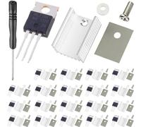 DAOKAI 20 piezas IRLZ34N Mosfet Transistor N-canal 30A 55V IRLZ34NPBF en línea transistor MOSFET TO-220AB con disipador térmico de aluminio Destornillador Kits de montaje para bricolaje