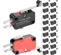 DAOKAI 20 piezas V-156-1C25 Micro interruptor 125 V/250 V 16 A con palanca de bisagra de rollo largo interruptor de límite de botón de acción a presión SPDT momentáneo para equipos electrónicos