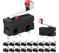 DAOKAI 20PCS Brazo de palanca de interruptor de límite micro con rodillo 5A 125V / 250V Interruptor de contacto momentáneo de 3 pines Mango recto para varios equipos de automatización industrial