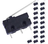 DAOKAI 20PCS Micro Interruptor de límite Brazo de palanca de bisagra recto largo 28MM 1NO 1NC 5A 125V / 250V Interruptor de contacto momentáneo de para varios equipos de automatización industrial