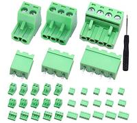 DAOKAI 30 Juegos 2-Pin 3-Pin 4-Pin 2EDG 5.08mm Pitch Enchufable PCB Adaptadores de bloque de terminales de tornillo Enchufe recto 2/3/4 Pin con destornillador Phillips